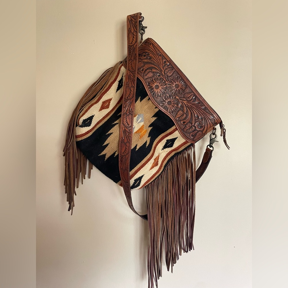American Darling saddle blanket & tooled leather crossbody